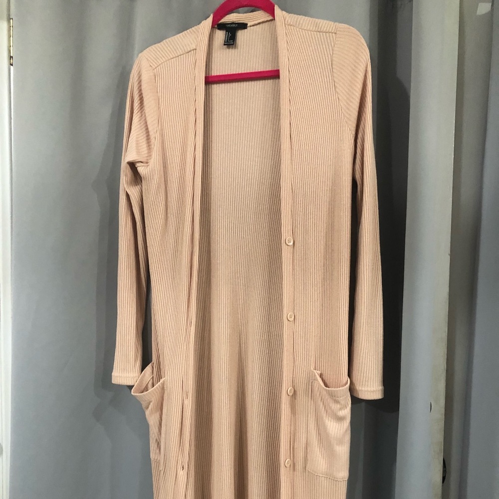 Long Muted Pink Duster Cardigan